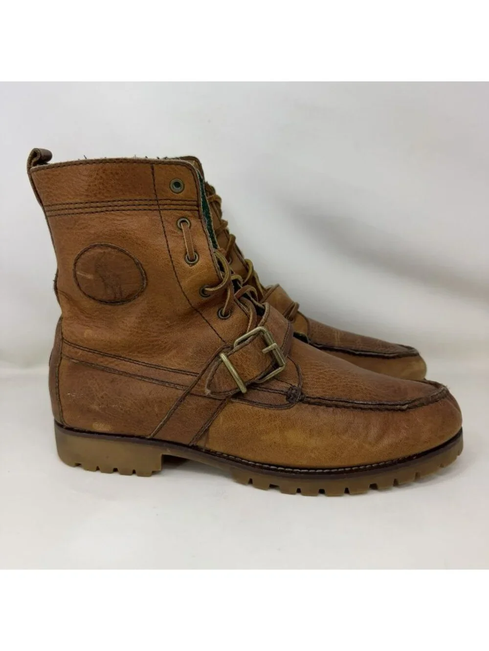 Polo Ralph Lauren Ranger Leather Combat Boots Brown Men’s Size 10.5 D